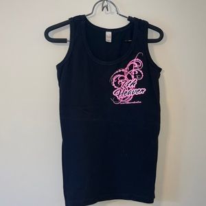 7th Heaven tank top, black with pink